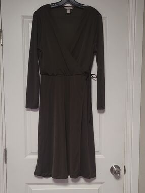 H&M Brown Long Sleeve Wrap Dress